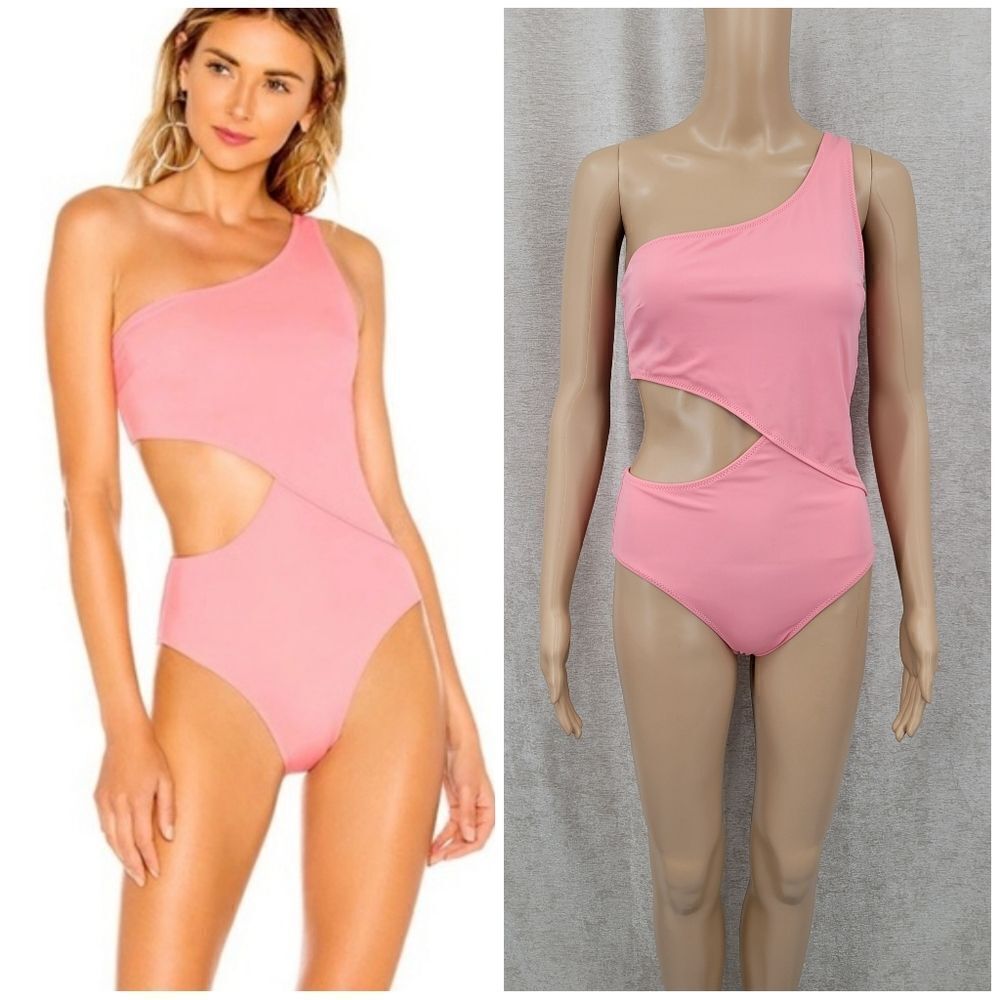 Solid & Striped The Claudia One Shoulder One Piece Swimsuit Flamingo Size M